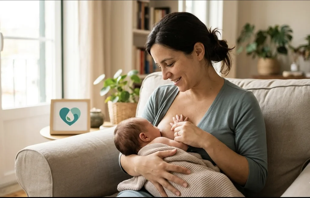 Mae a amamentar o seu bebe